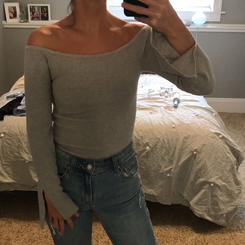Grey off the shoulder sweater